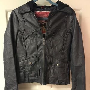 Vegan “Leather” Jacket with Detachable Hood🖤